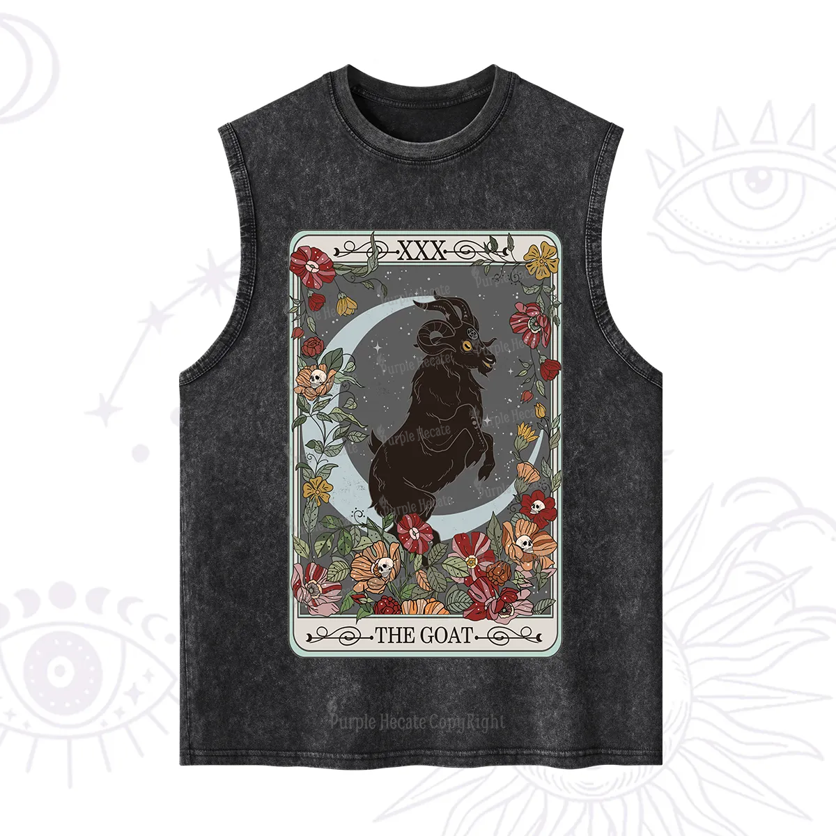 Purplehecate The Goat Tarot Card Washed Tank