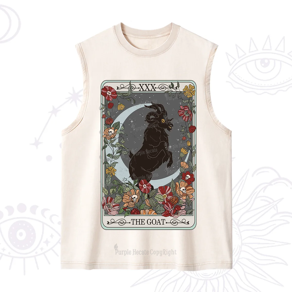 Purplehecate The Goat Tarot Card Washed Tank