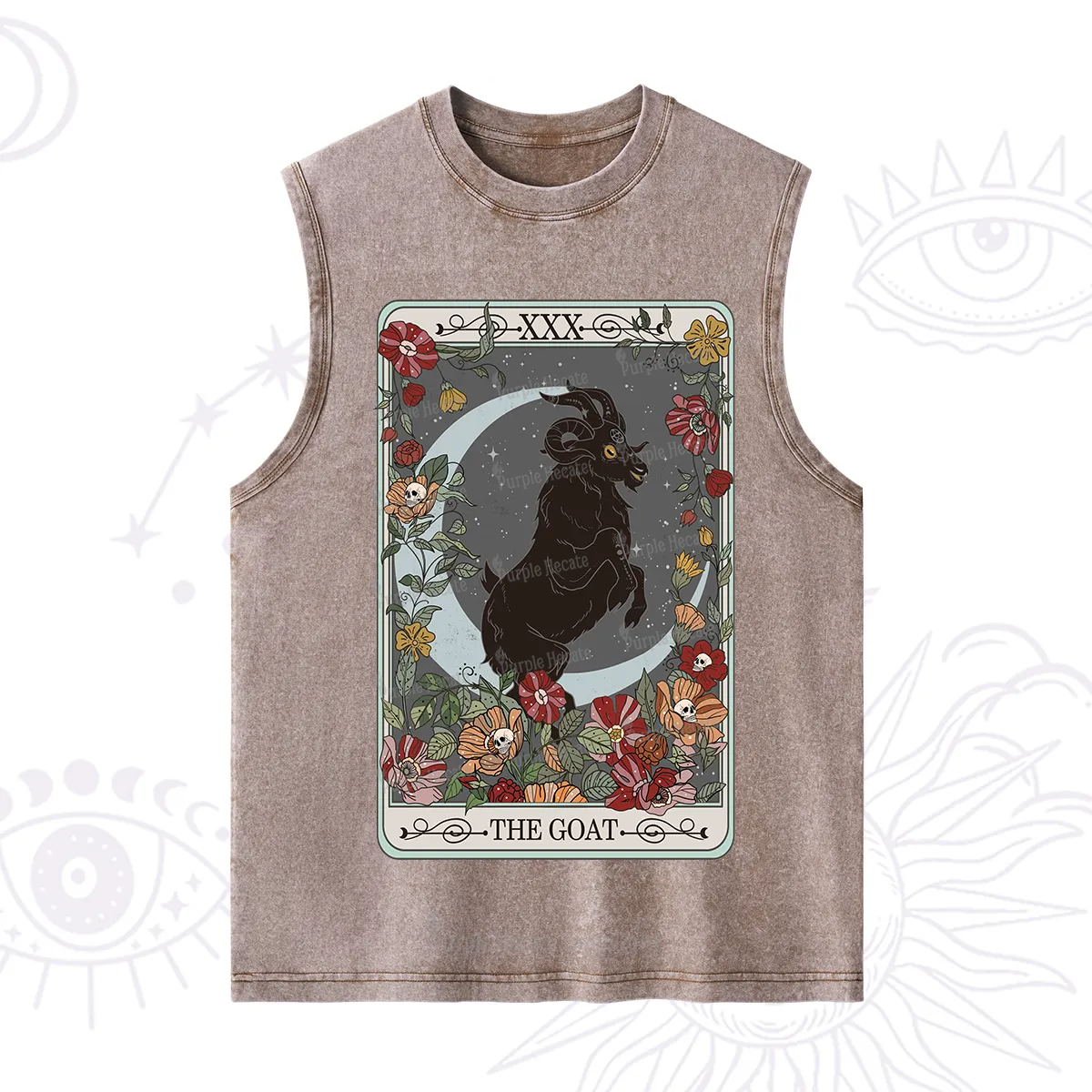 Purplehecate The Goat Tarot Card Washed Tank