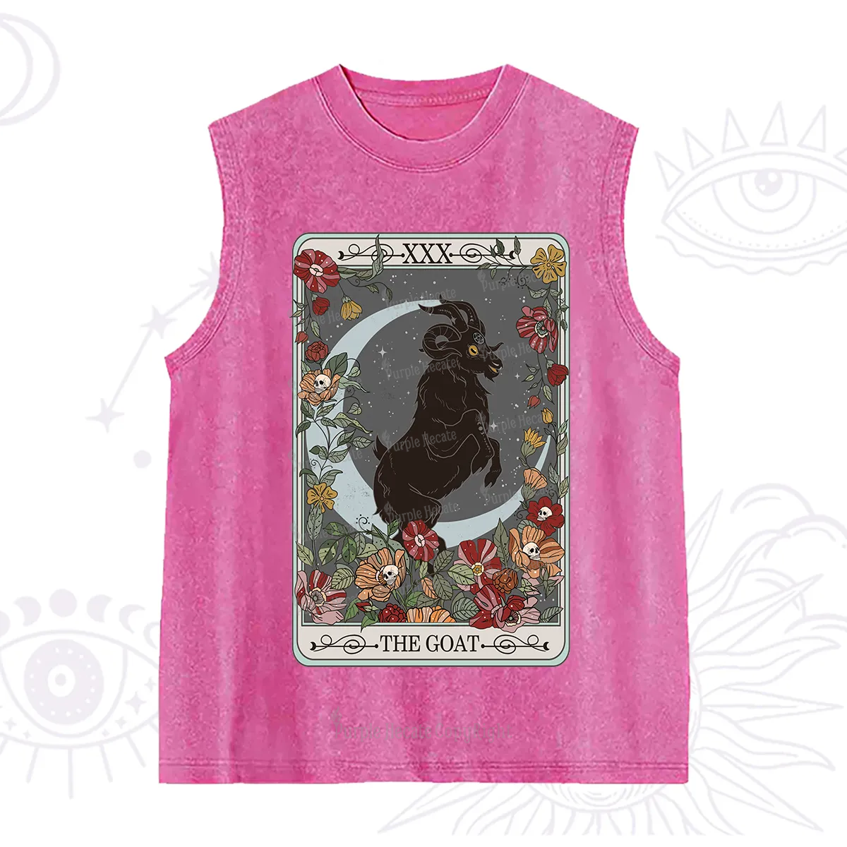 Purplehecate The Goat Tarot Card Washed Tank
