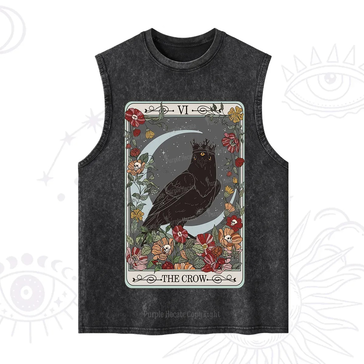 Purplehecate The Crow Tarot Card Washed Tank