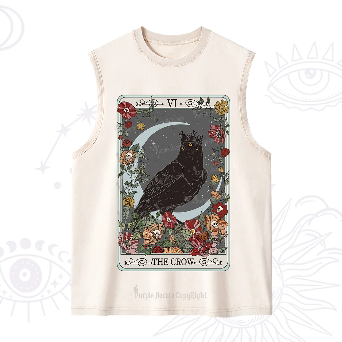 Purplehecate The Crow Tarot Card Washed Tank