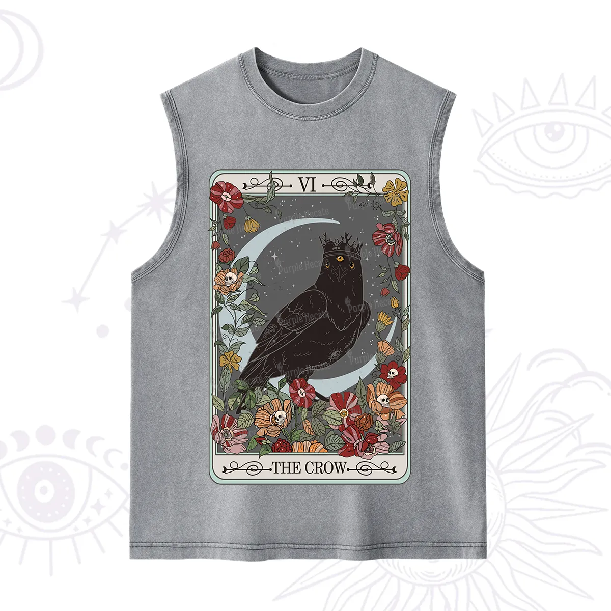 Purplehecate The Crow Tarot Card Washed Tank