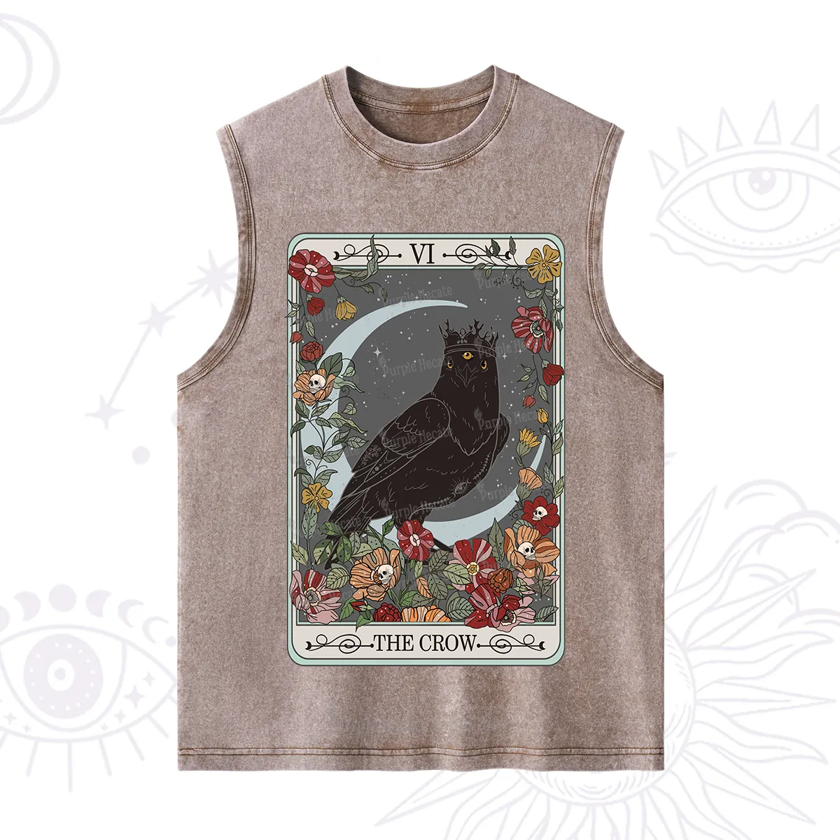 Purplehecate The Crow Tarot Card Washed Tank