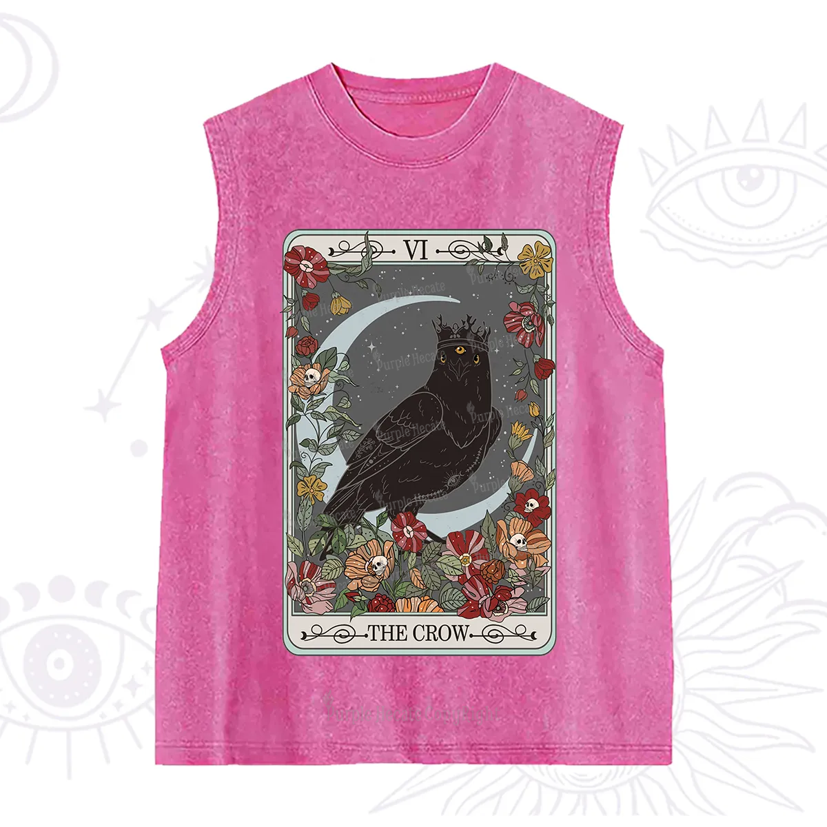 Purplehecate The Crow Tarot Card Washed Tank