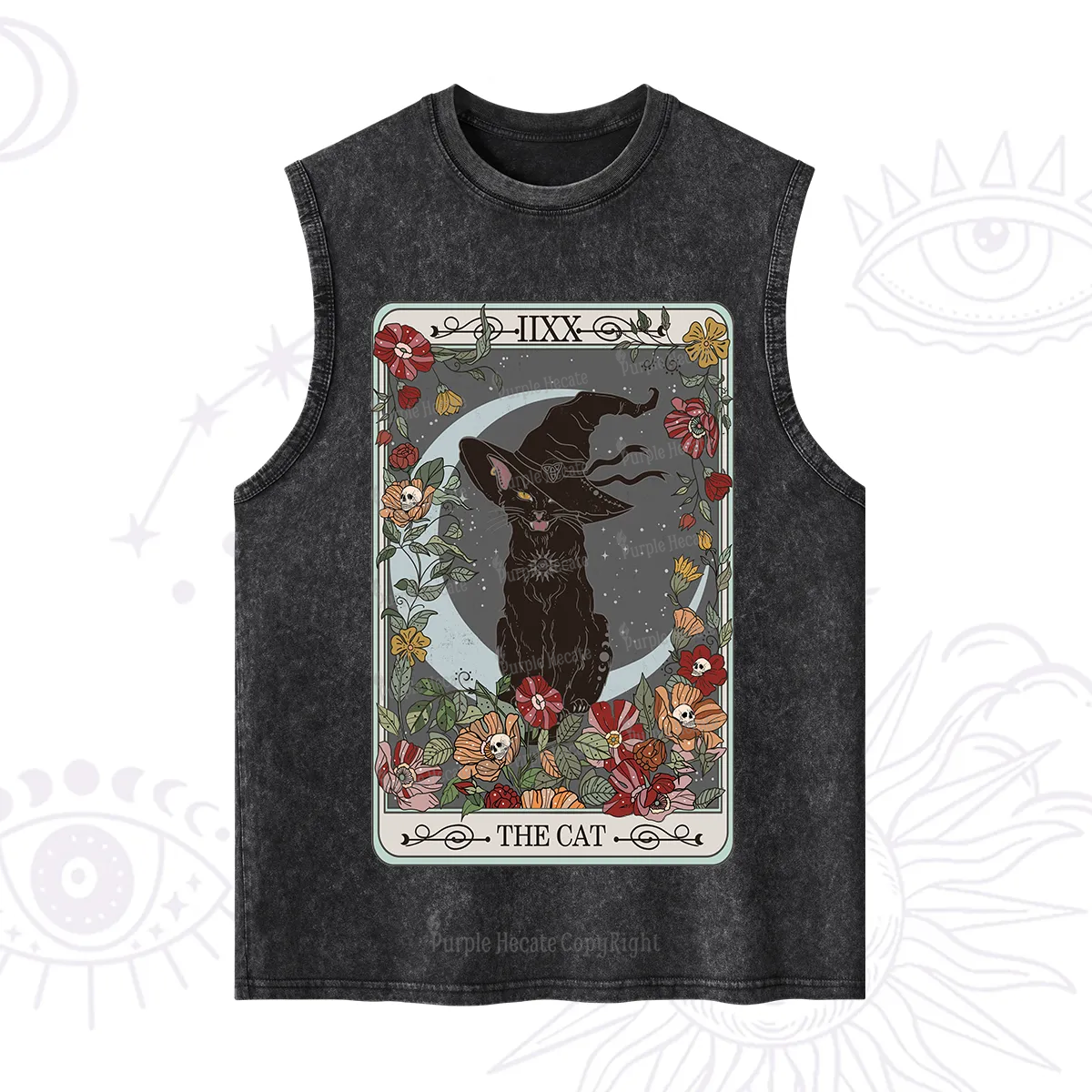 Purplehecate The Cat Tarot Card Washed Tank