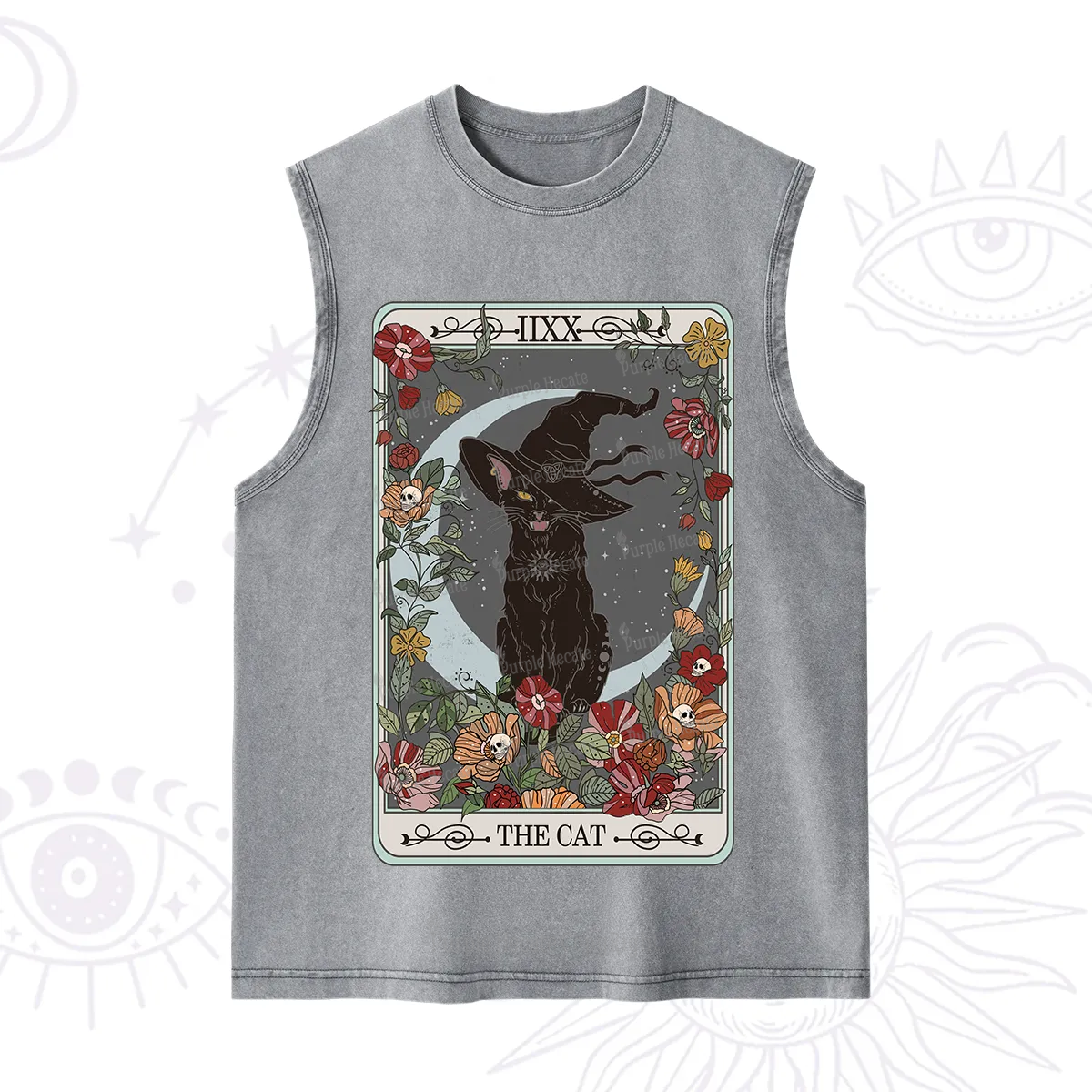 Purplehecate The Cat Tarot Card Washed Tank
