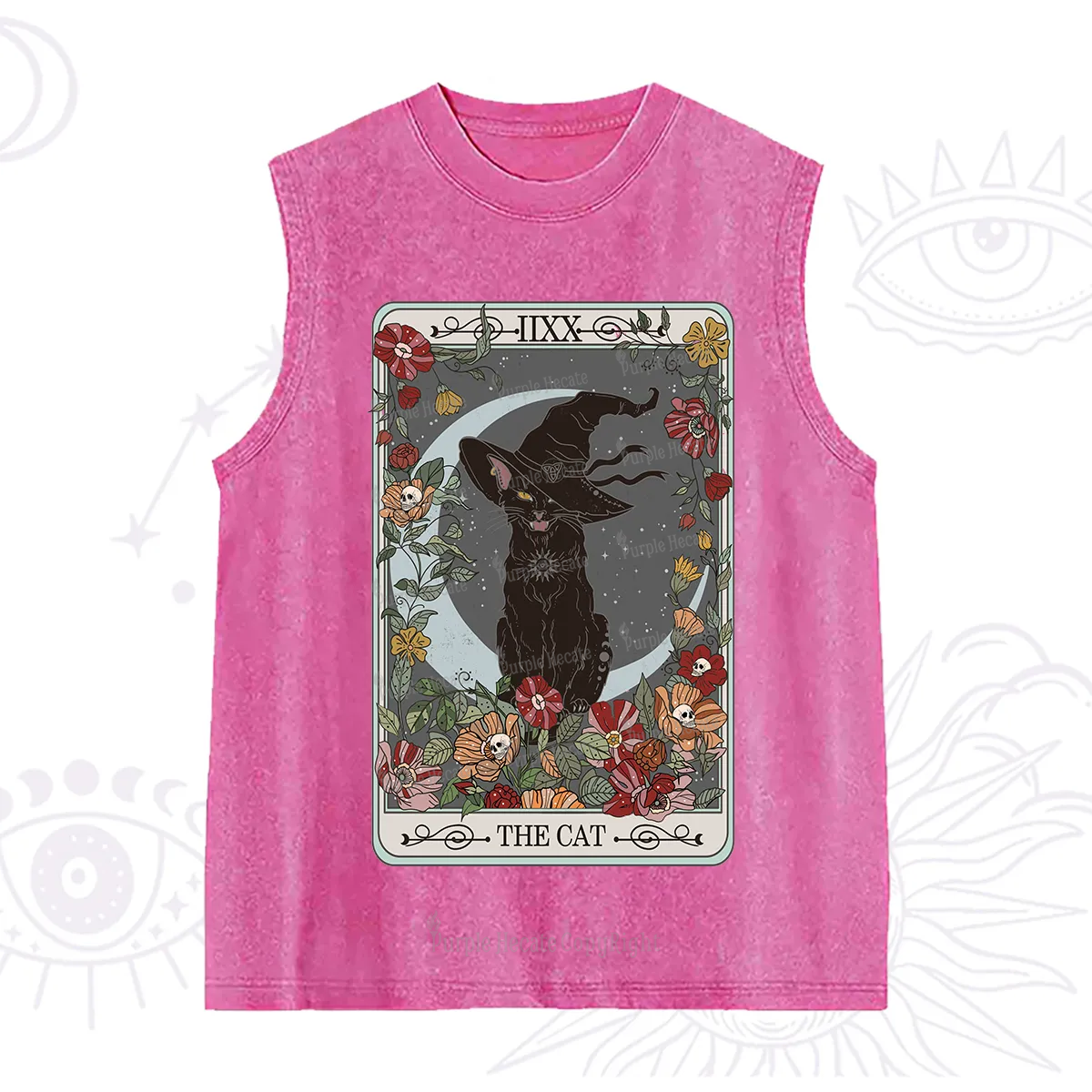 Purplehecate The Cat Tarot Card Washed Tank