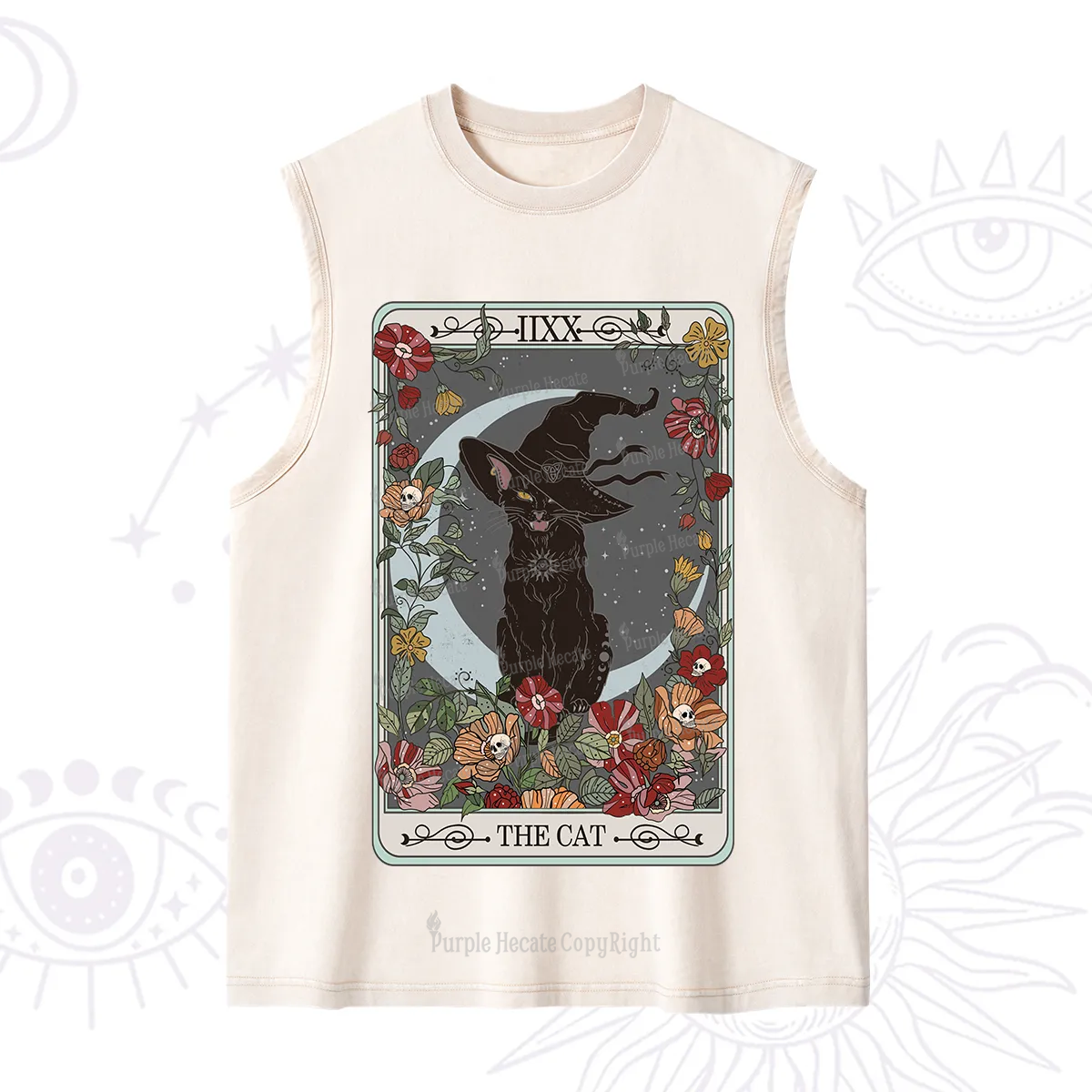 Purplehecate The Cat Tarot Card Washed Tank