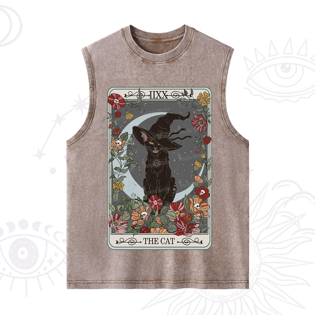 Purplehecate The Cat Tarot Card Washed Tank