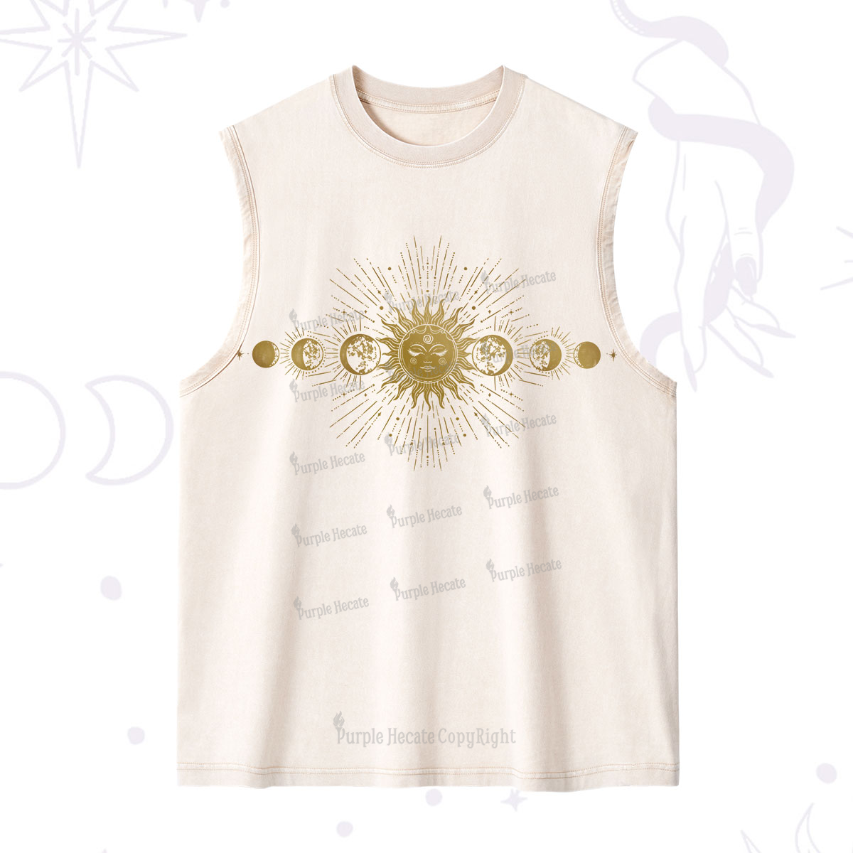 Purplehecate Mystical Moon And Sun Washed Tank