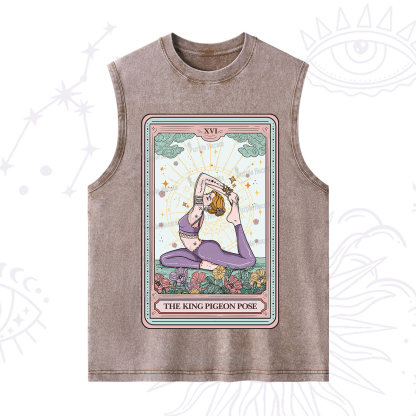 Purplehecate The King Pigeon Pose Tarot Card Washed Tank