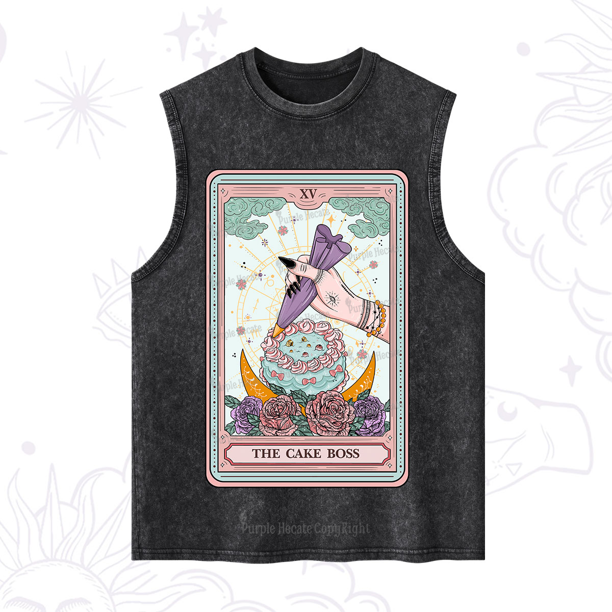 Purplehecate The Cake Boss Tarot Card Washed Tank