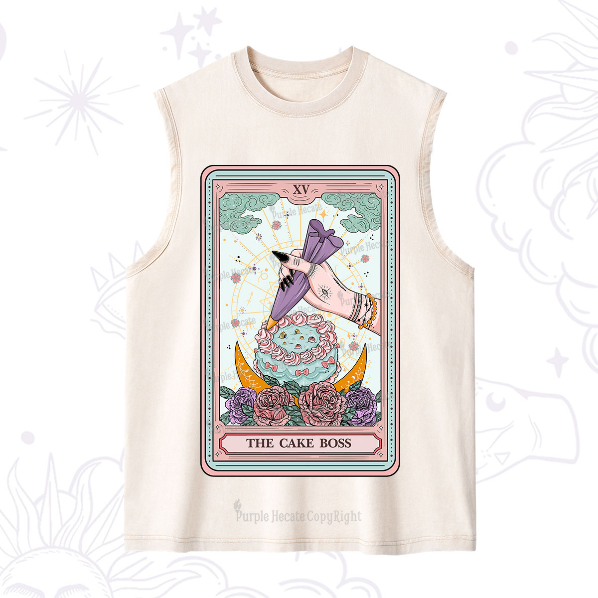 Purplehecate The Cake Boss Tarot Card Washed Tank