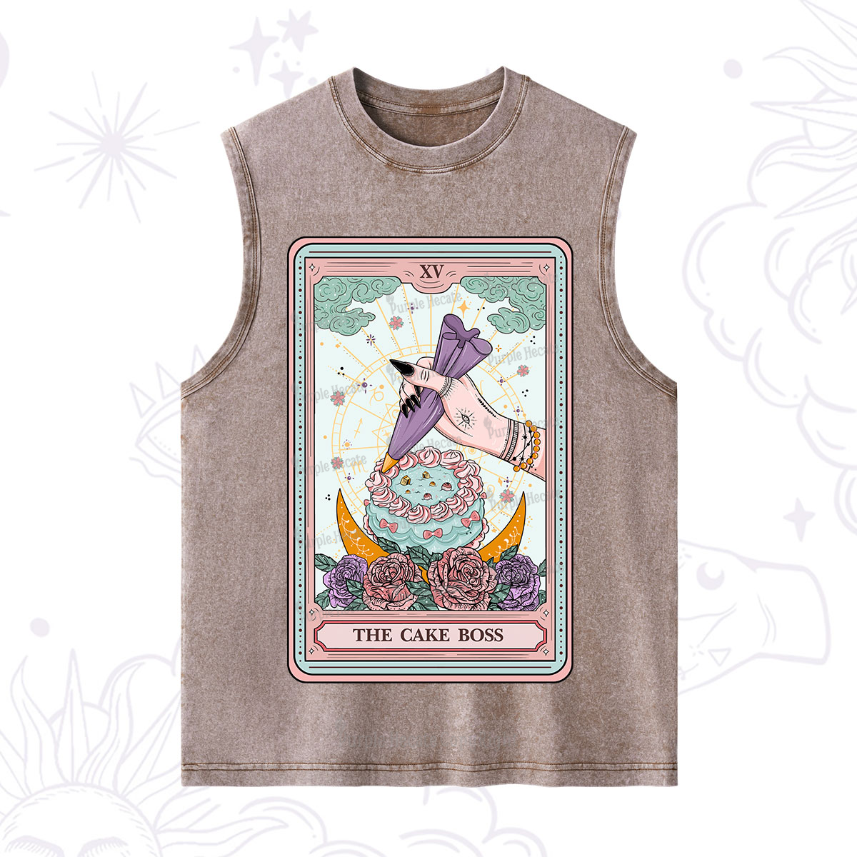 Purplehecate The Cake Boss Tarot Card Washed Tank