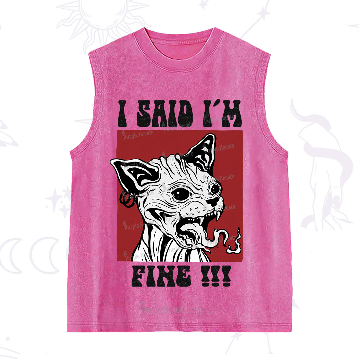 Purplehecate Angry Cat Washed Tank