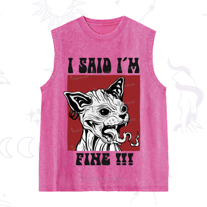Purplehecate Angry Cat Washed Tank