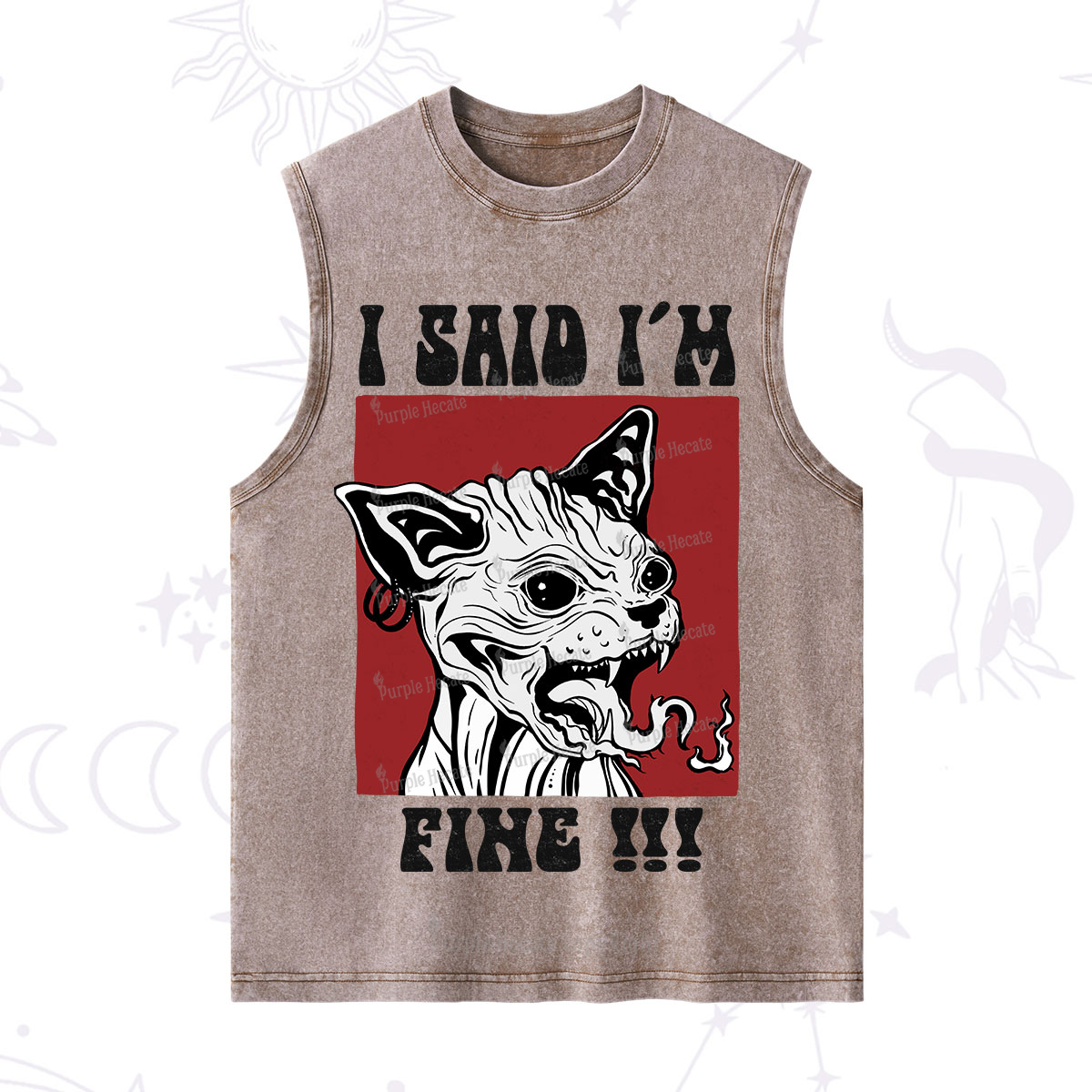 Purplehecate Angry Cat Washed Tank