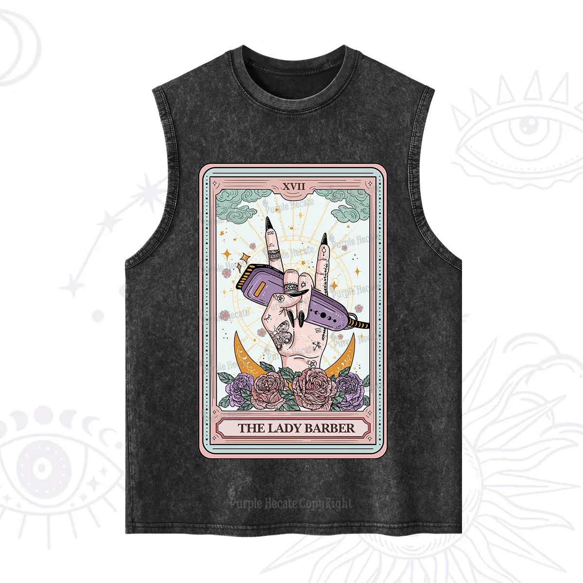 Purplehecate The Lady Barber Tarot Card Washed Tank