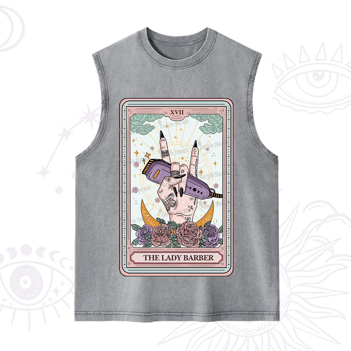 Purplehecate The Lady Barber Tarot Card Washed Tank