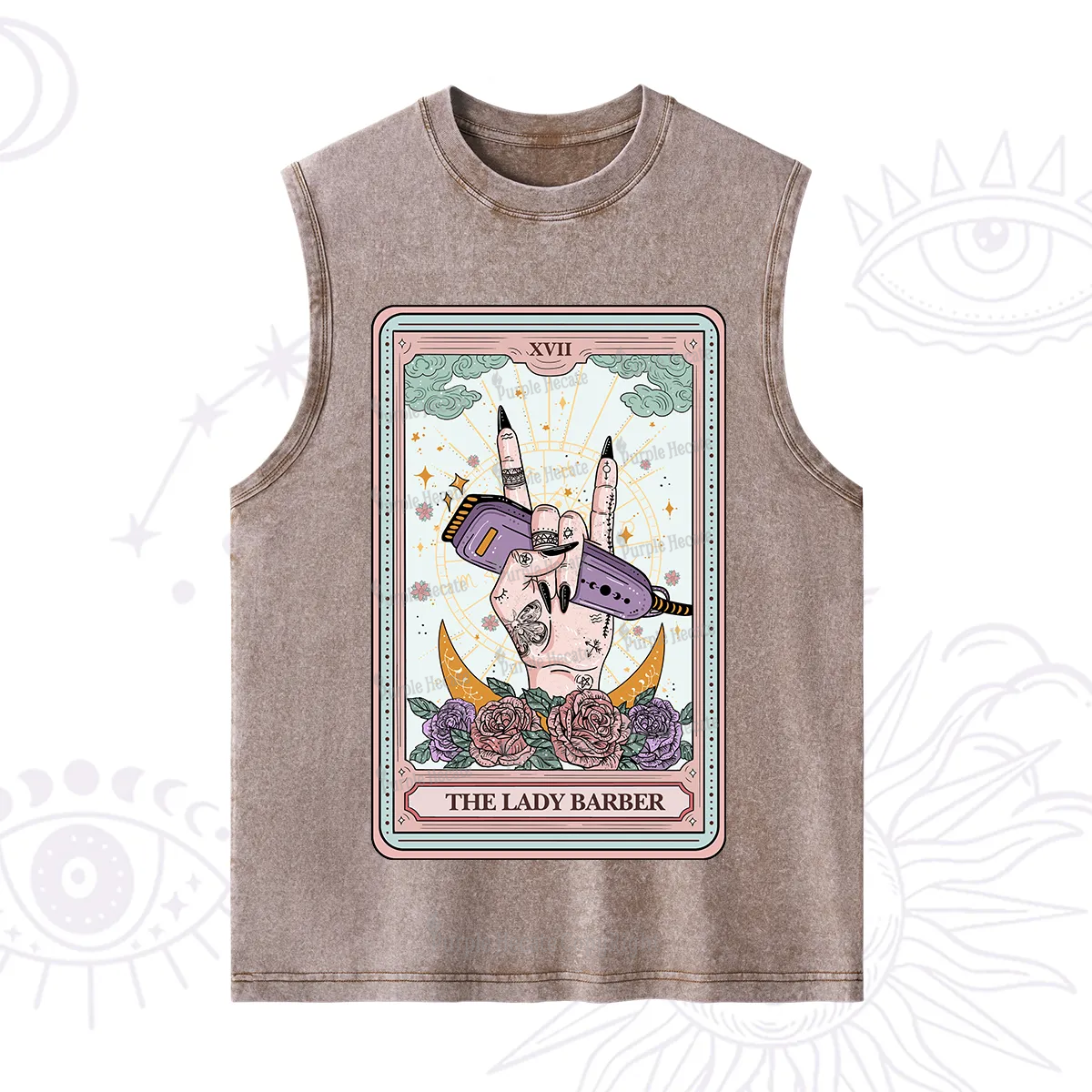 Purplehecate The Lady Barber Tarot Card Washed Tank