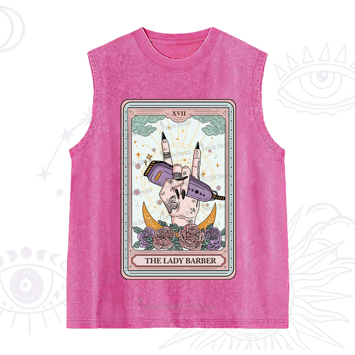 Purplehecate The Lady Barber Tarot Card Washed Tank