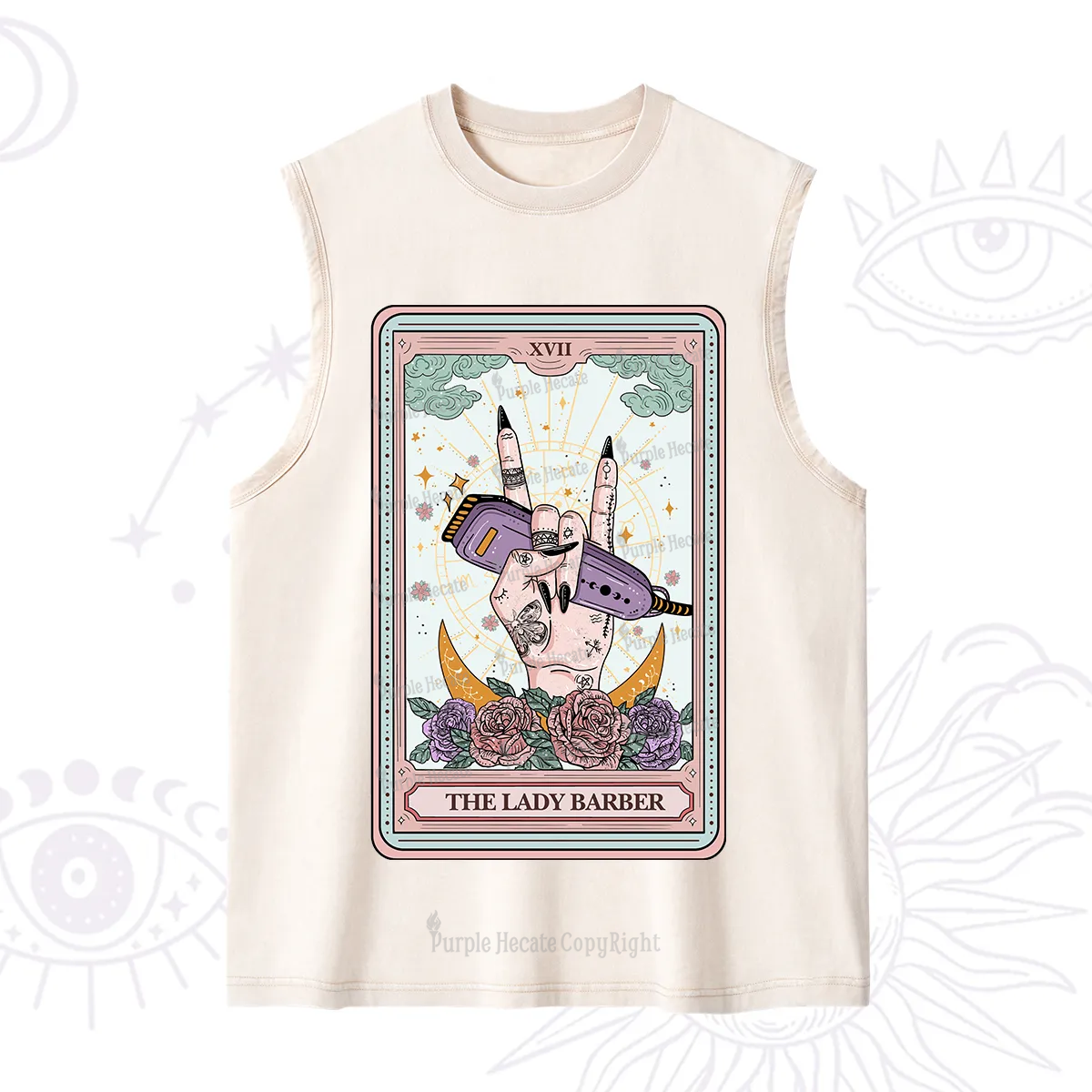 Purplehecate The Lady Barber Tarot Card Washed Tank