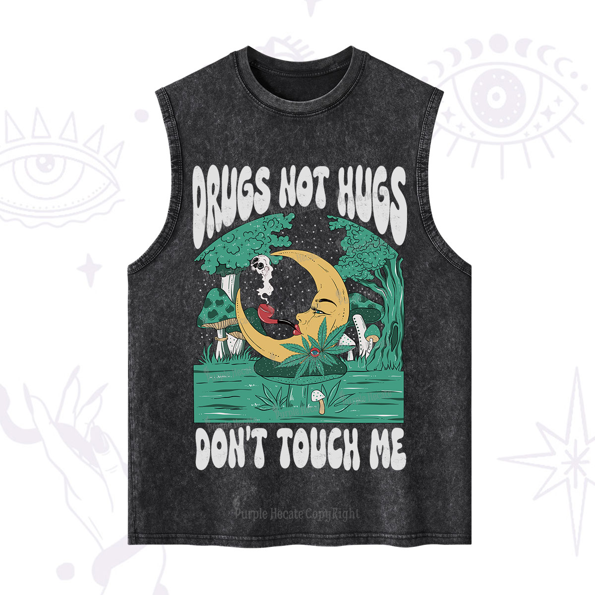 Purplehecate Drugs Not Hugs Don't Touch Me Washed Tank
