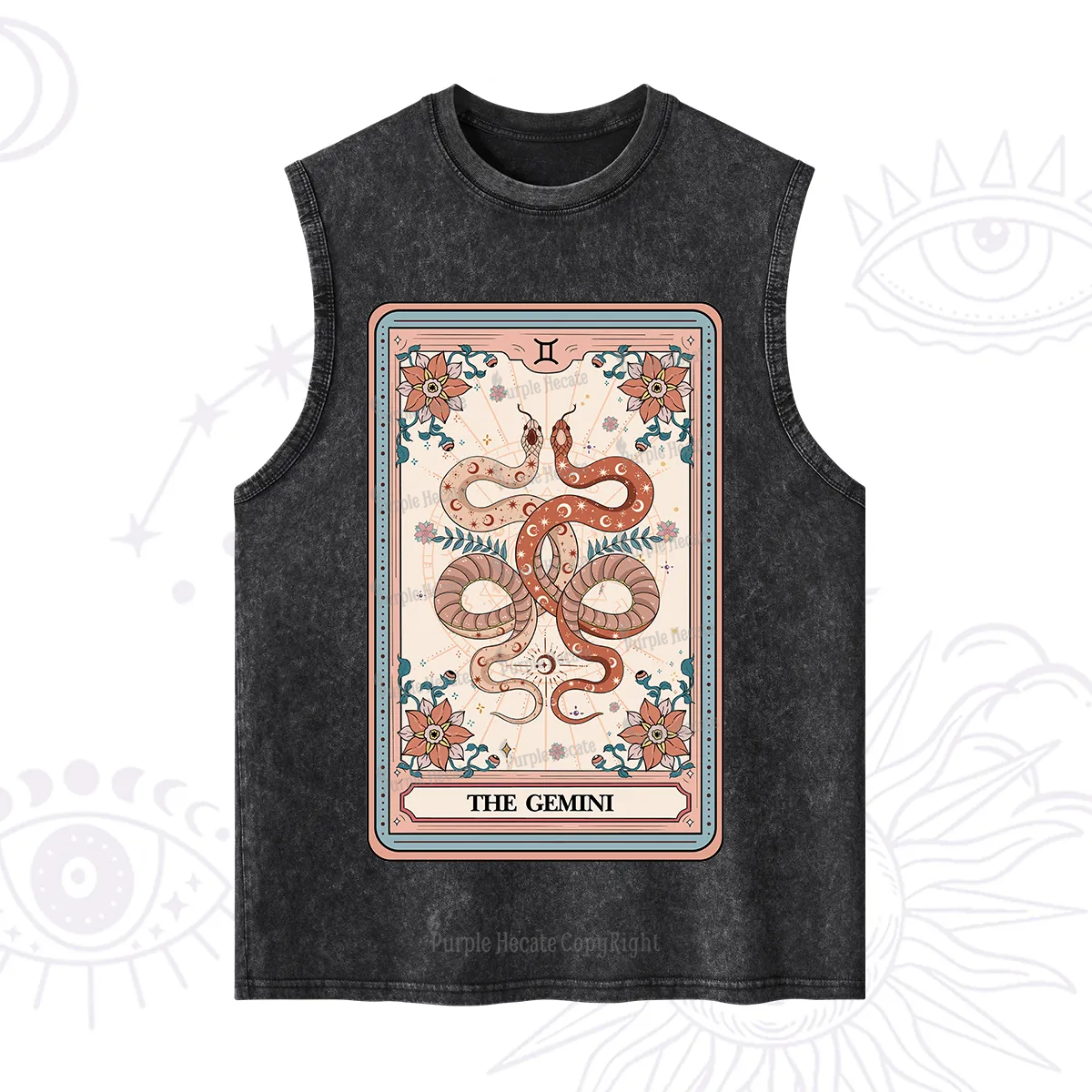 Purplehecate The Gemini Tarot Card Washed Tank