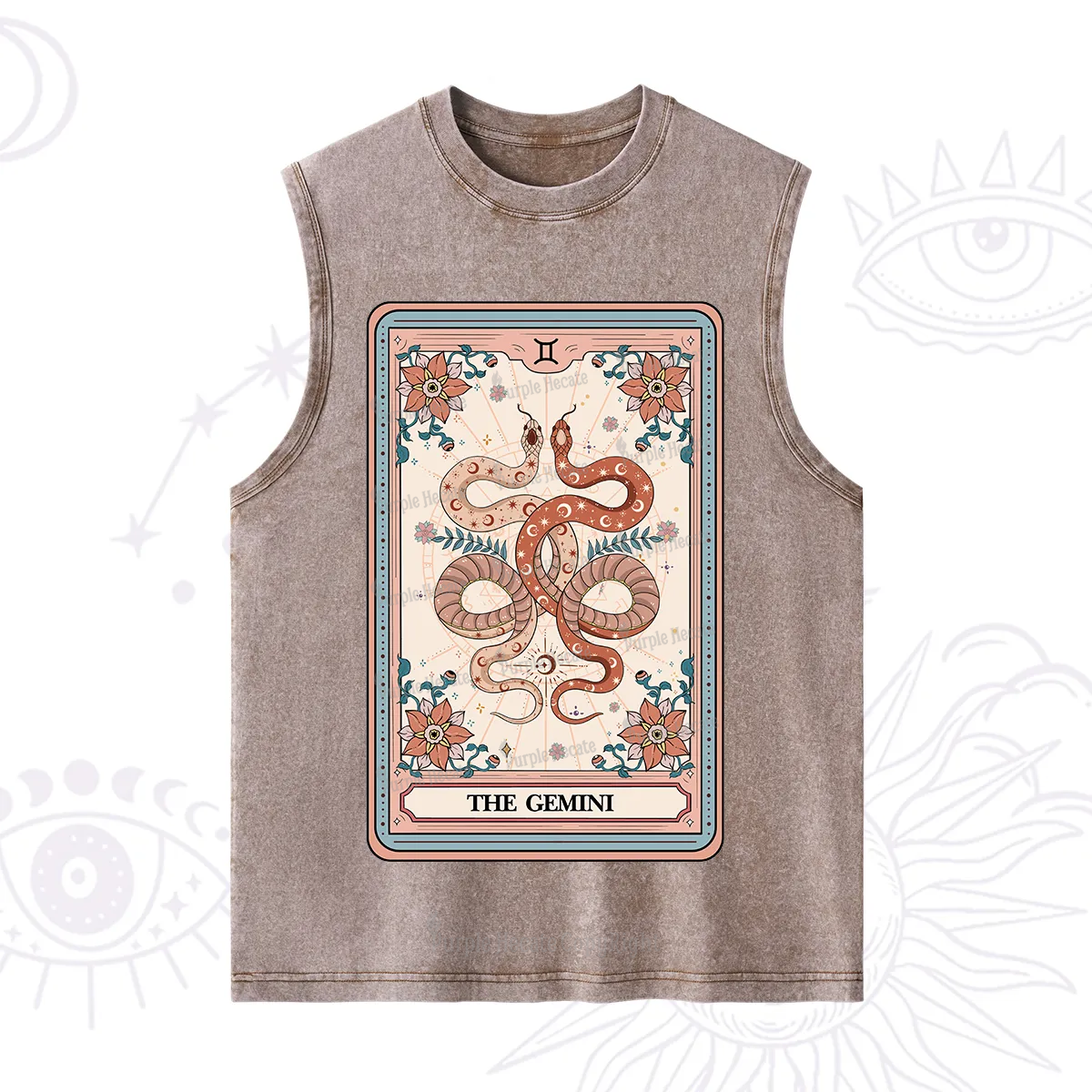 Purplehecate The Gemini Tarot Card Washed Tank