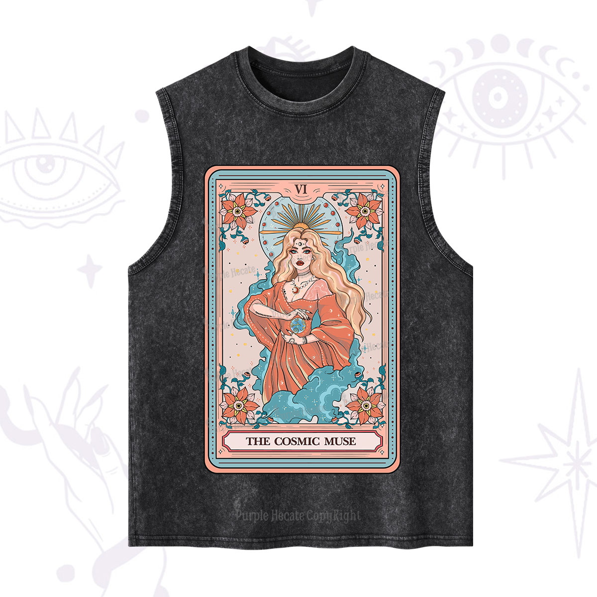 Purplehecate The Cosmic Muse Tarot Card Washed Tank