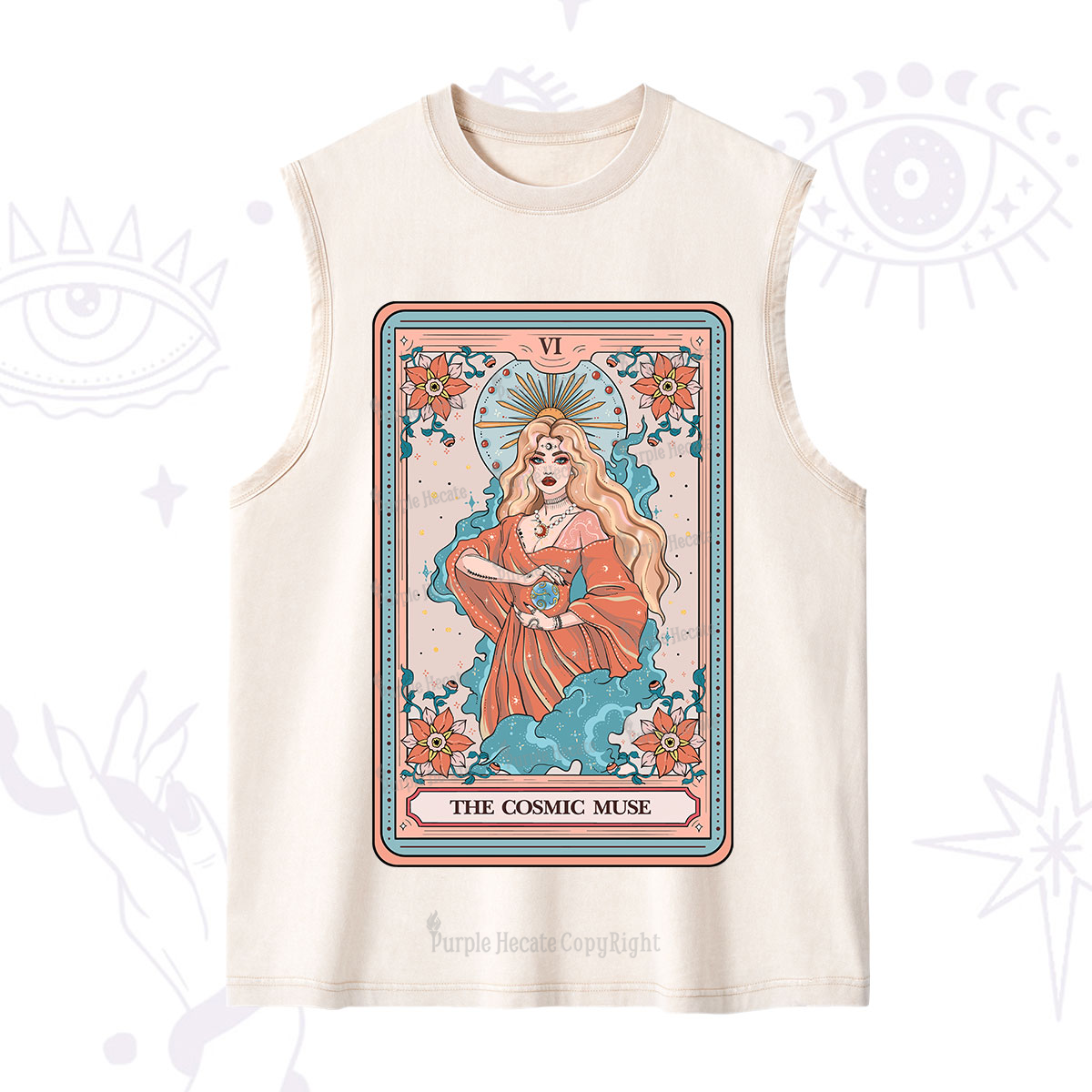 Purplehecate The Cosmic Muse Tarot Card Washed Tank