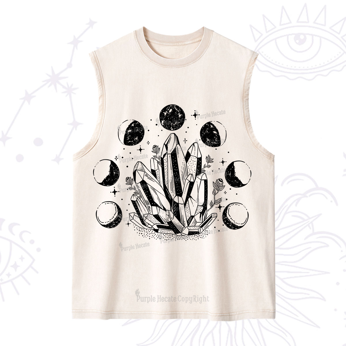 Purplehecate Crystals and Moon Phases Washed Tank