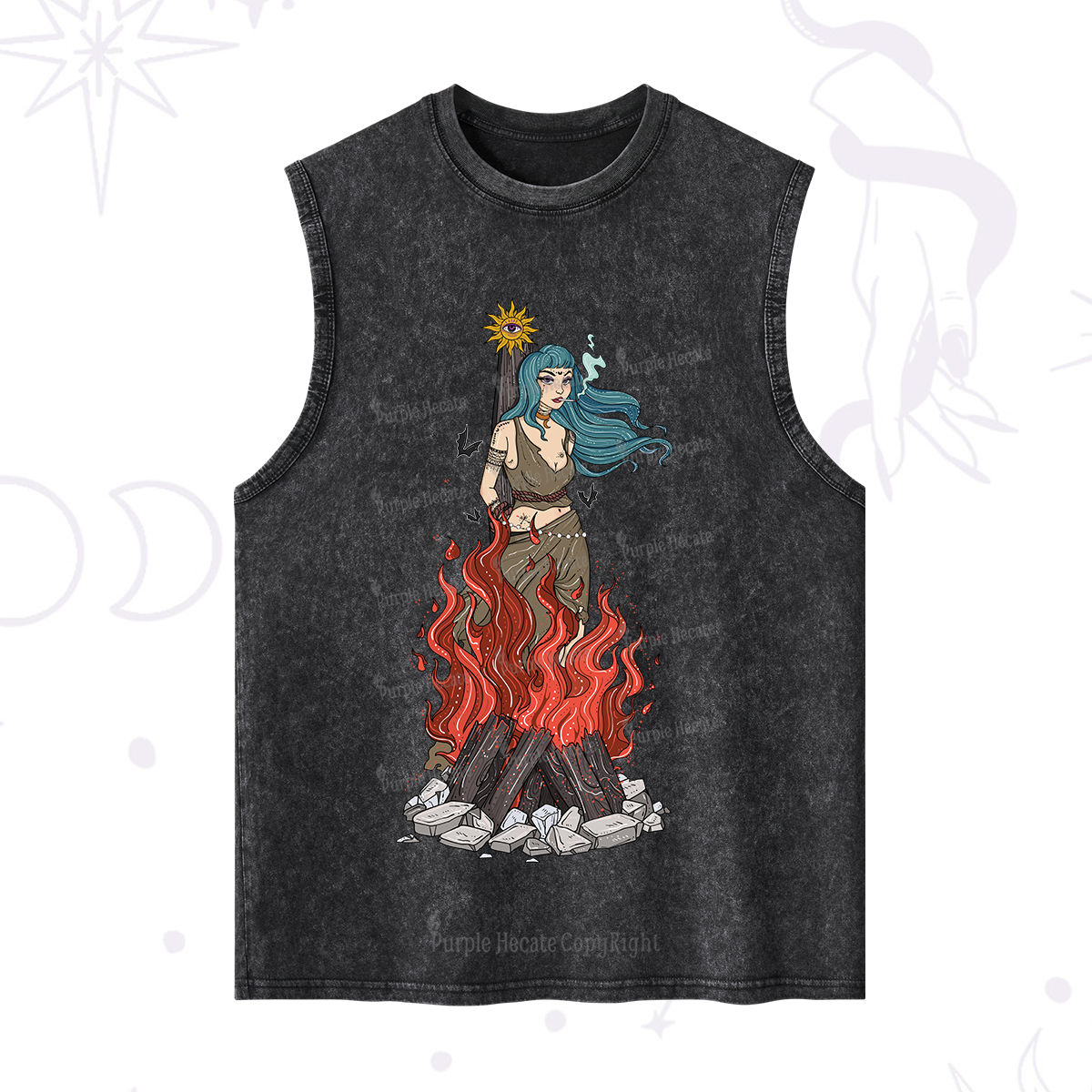 Purplehecate Witchy Woman Burned at the Stake Washed Tank