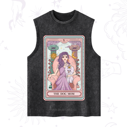 Purplehecate The Cute Dog Mom Tarot Card Washed Tank