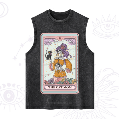 Purplehecate The Skeleton Cat Mom Tarot Card Washed Tank