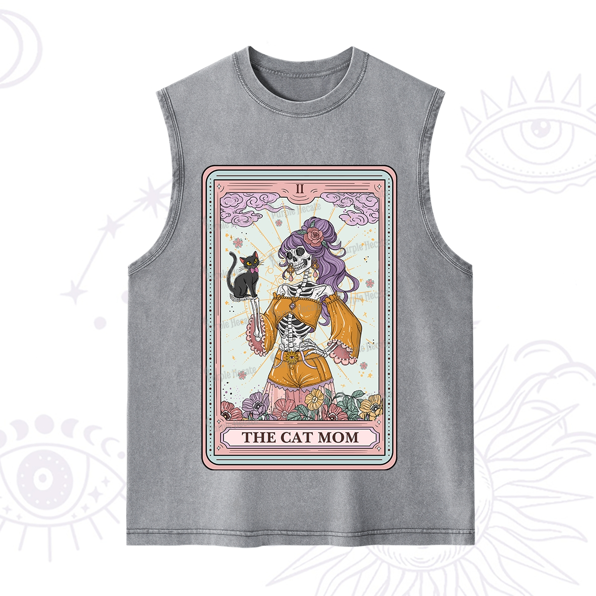 Purplehecate The Skeleton Cat Mom Tarot Card Washed Tank