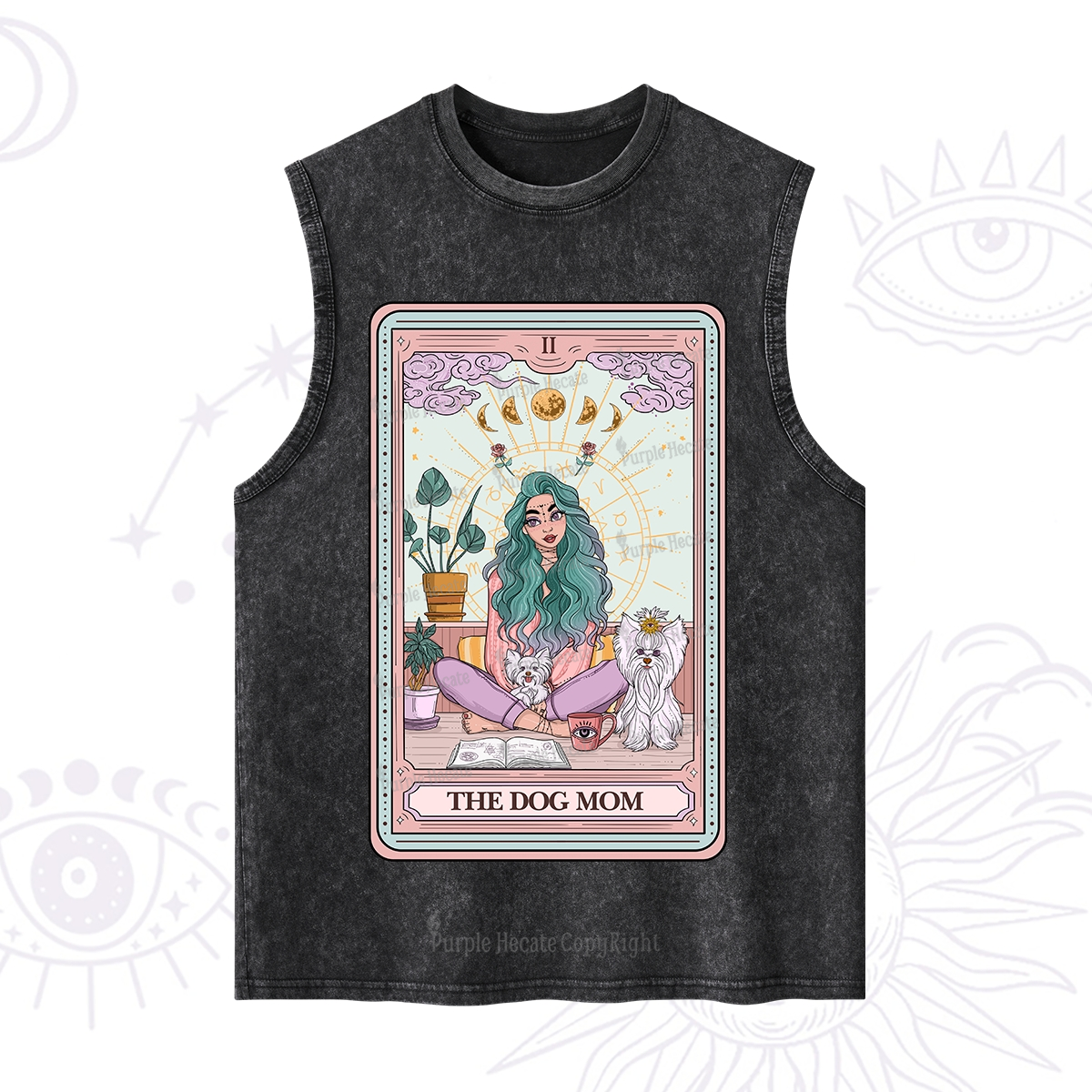 Purplehecate The Divine Dog Mom Tarot Card Washed Tank