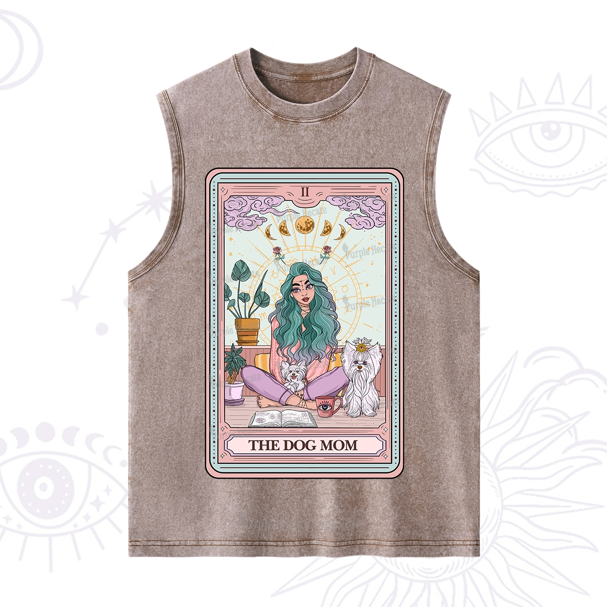 Purplehecate The Divine Dog Mom Tarot Card Washed Tank