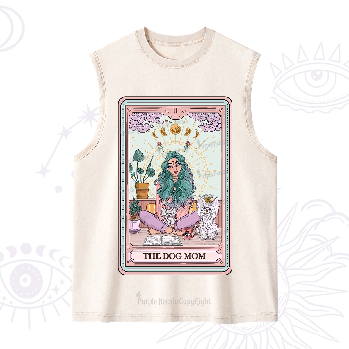 Purplehecate The Divine Dog Mom Tarot Card Washed Tank
