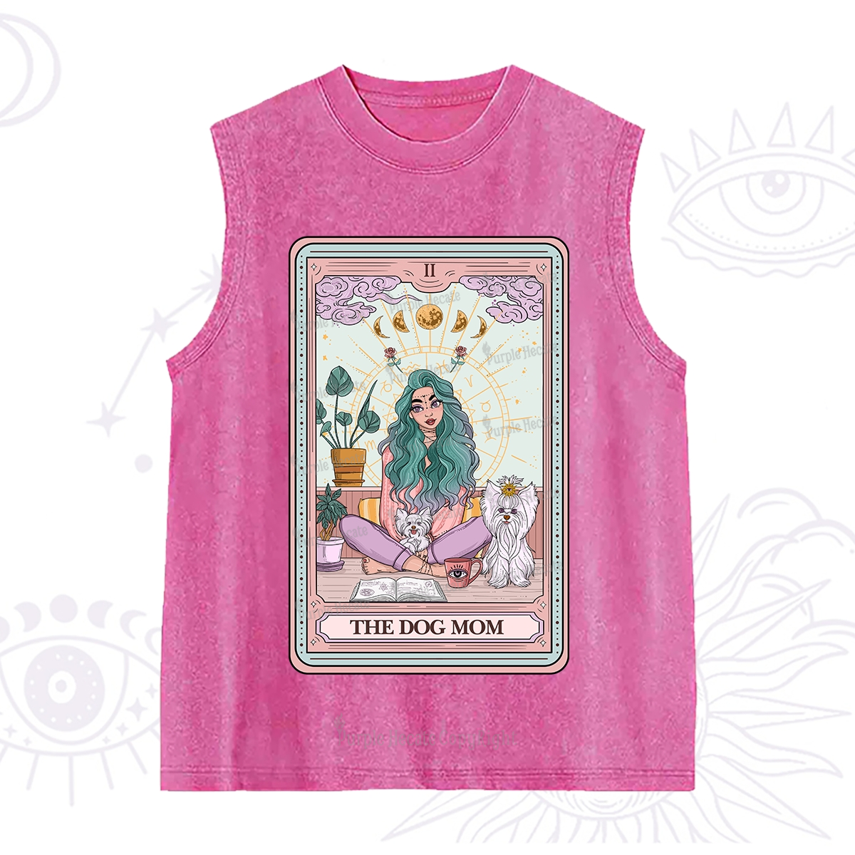 Purplehecate The Divine Dog Mom Tarot Card Washed Tank