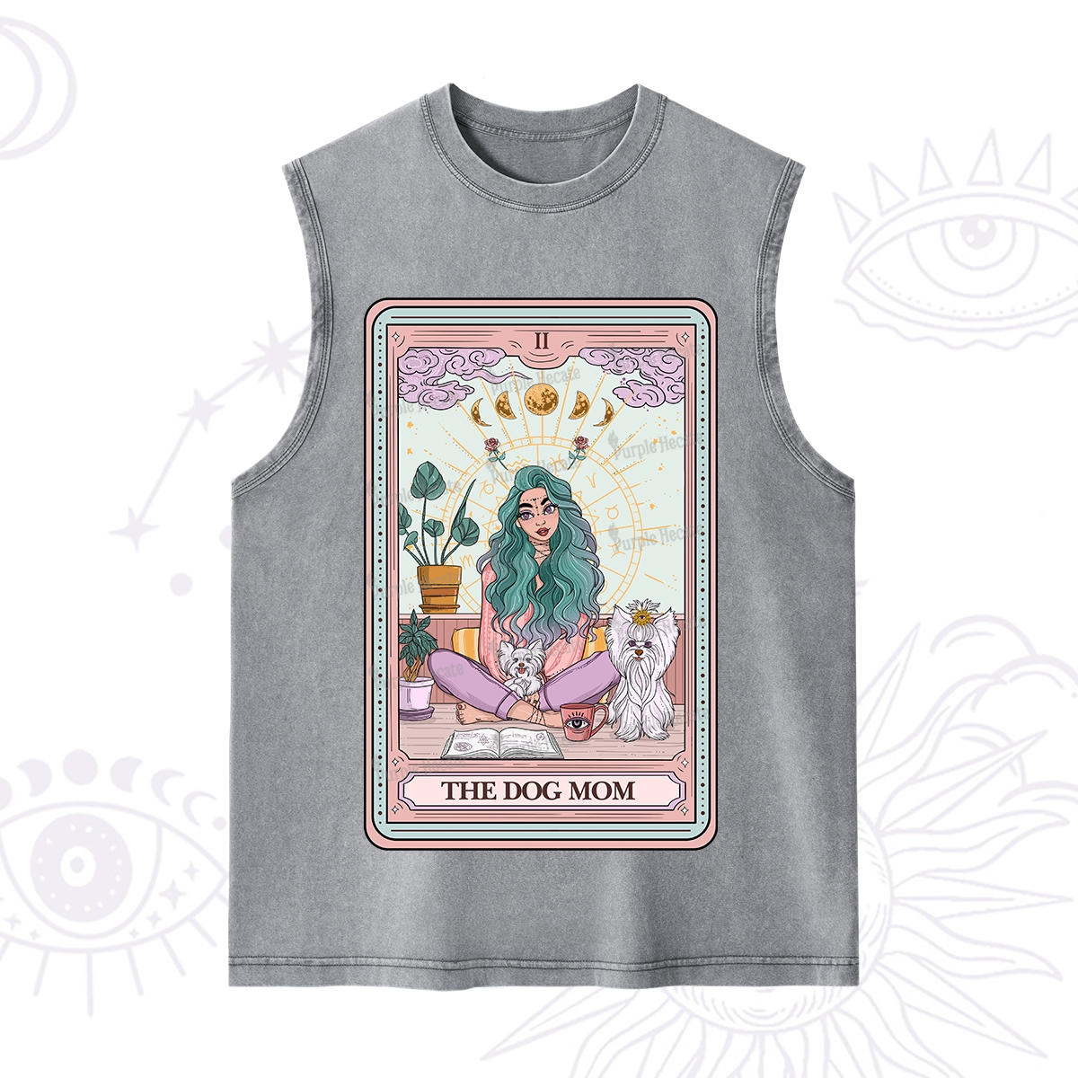Purplehecate The Divine Dog Mom Tarot Card Washed Tank