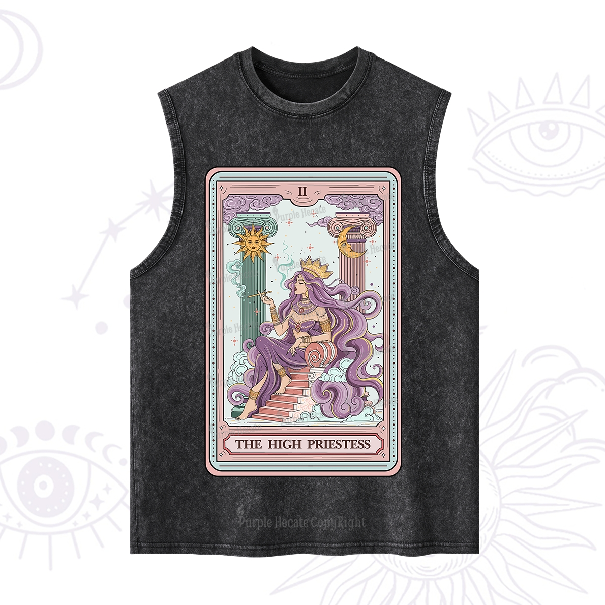 Purplehecate The Goddess High Priestess Tarot Card Washed Tank