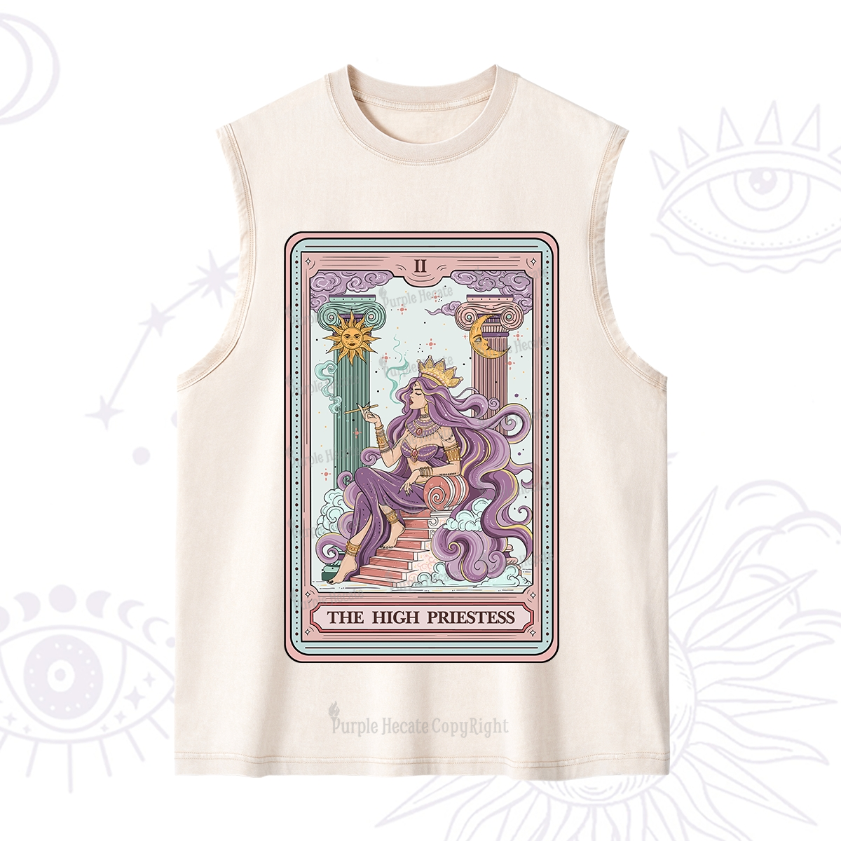 Purplehecate The Goddess High Priestess Tarot Card Washed Tank