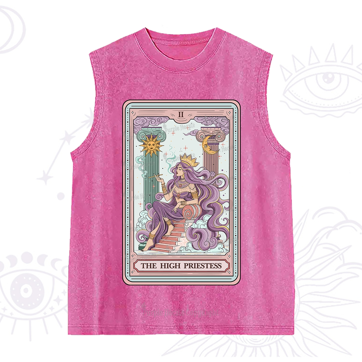 Purplehecate The Goddess High Priestess Tarot Card Washed Tank