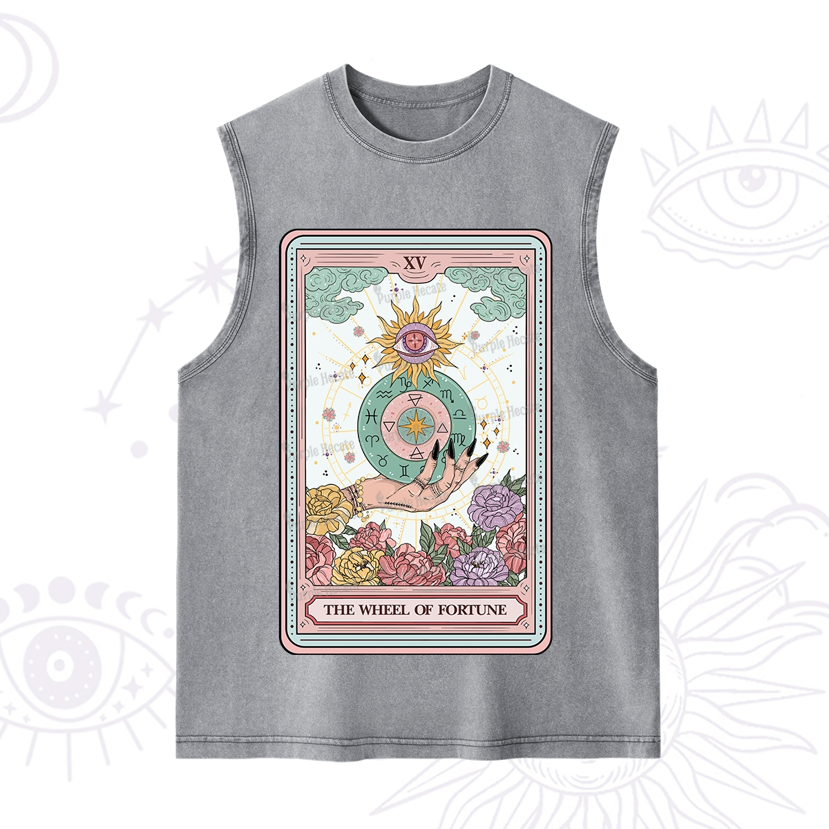 Purplehecate The Wheel of Fortune Tarot Card Washed Tank