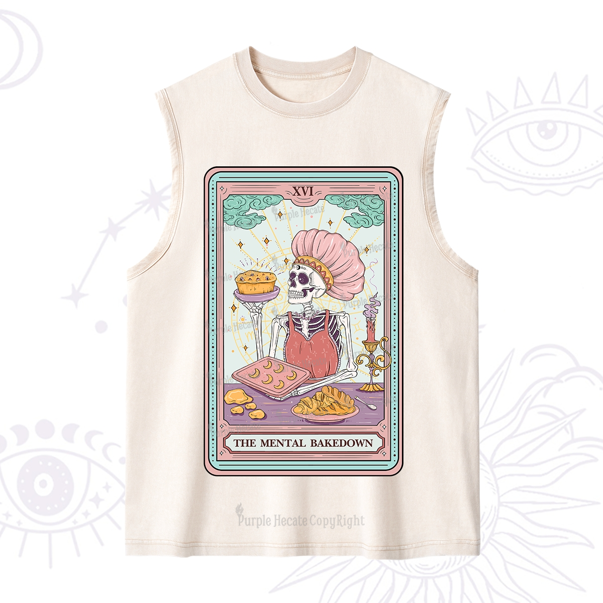 Purplehecate The Mental Bake Down Skeleton Tarot Card Washed Tank