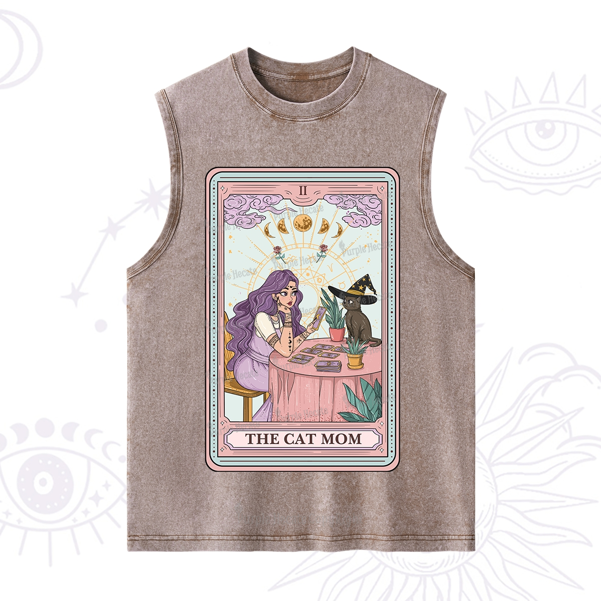 Purplehecate The Witchy Cat Mom Tarot Washed Tank