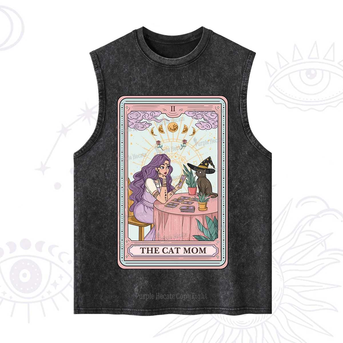 Purplehecate The Witchy Cat Mom Tarot Washed Tank