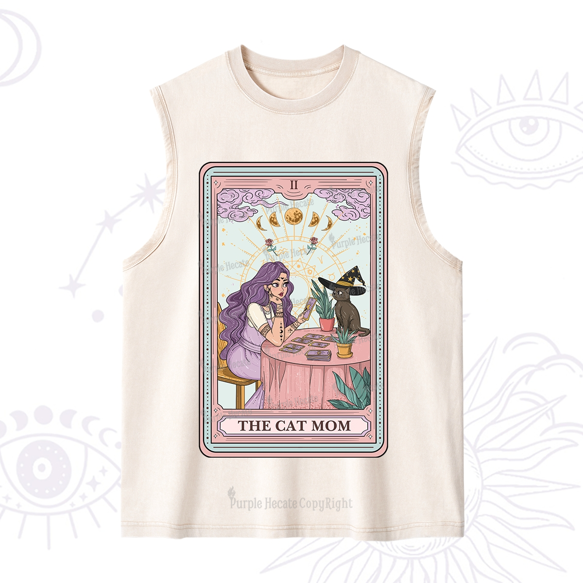 Purplehecate The Witchy Cat Mom Tarot Washed Tank